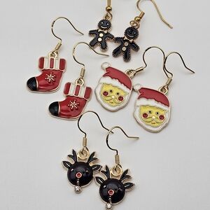 Festive Christmas Earrings Set for Kids